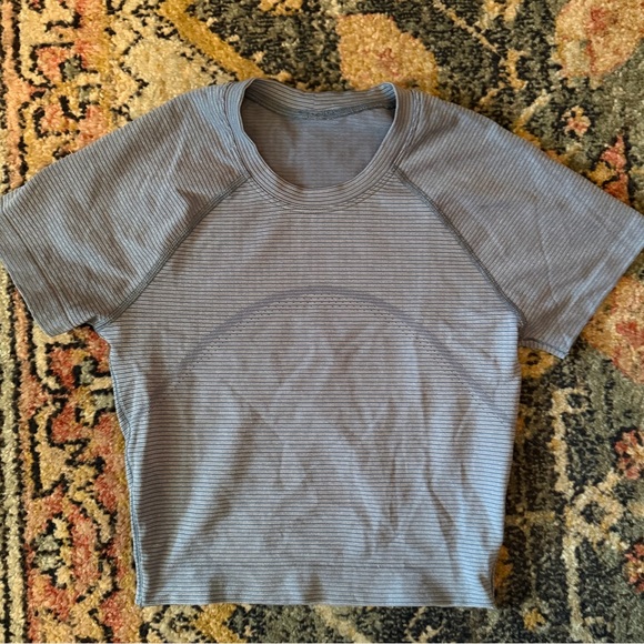 lululemon athletica Tops - Lululemon Blue Swiftly Tech Cropped Short-Sleeve